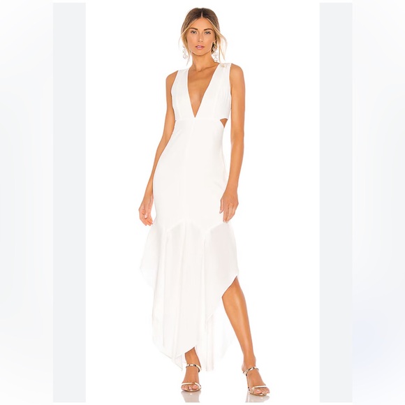 NBD Dresses & Skirts - NBD Off White Low Plunge Gown